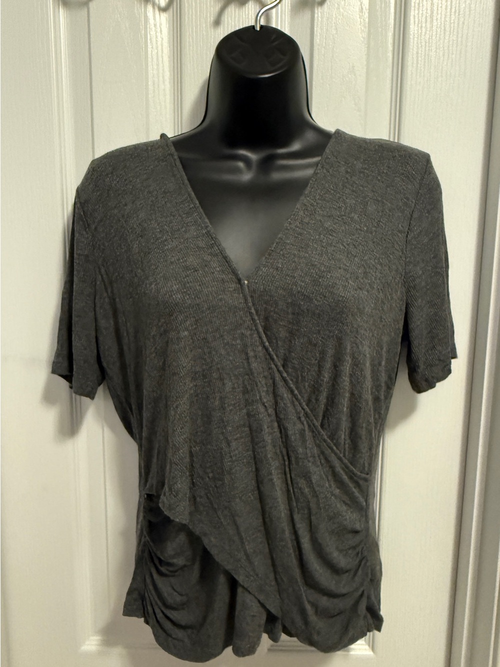Michael Kors Charcoal Wrap-Front Top